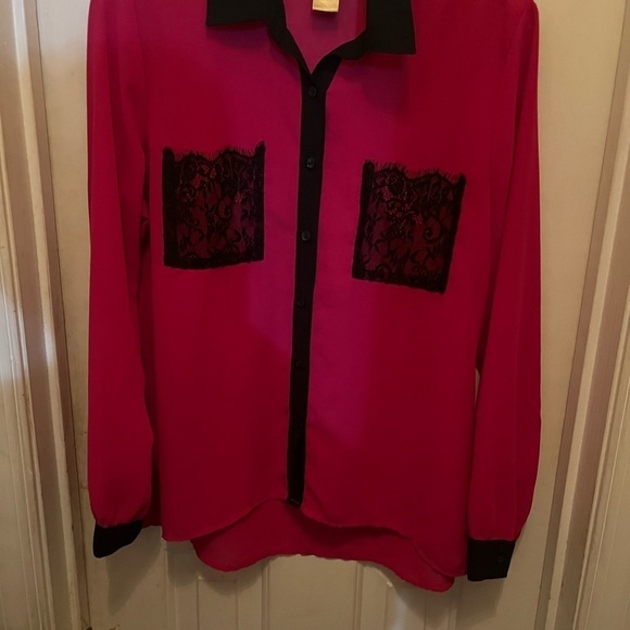 Blouse size large by Miss Tina(Tina Knowles) fushia color! Size L 12-14 - Picture 7 of 11